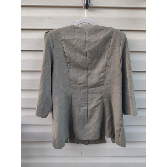 Vintage I.S.B. Inc Womens Skirt Suit Size 16 Blazer Gray Plaid Lace 2 Piece Set - Picture 14 of 16